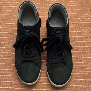Dansko Women’s Black Low-Top Lace-Up Sneakers with White Sole